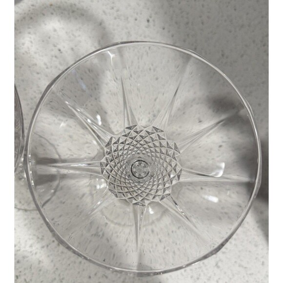 Longchamp Cristal D'arques Durant French Martini Glasses Crystal Diamond Cut Vtg - Picture 2 of 10